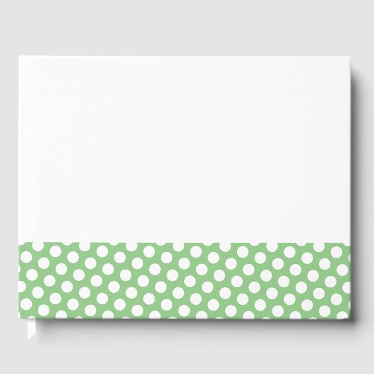 Fun Sage Green Edge Polka Punkte auf weißem Hinter Gästebuch (Vorderseite)