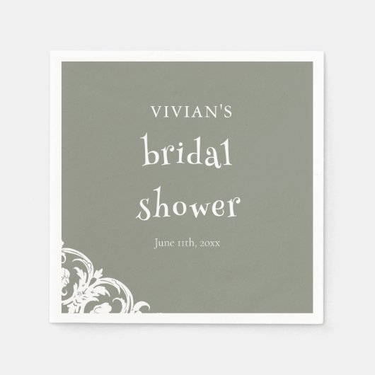 Fun Sage Green Minimalistisch Brautparty Serviette (Vorderseite)