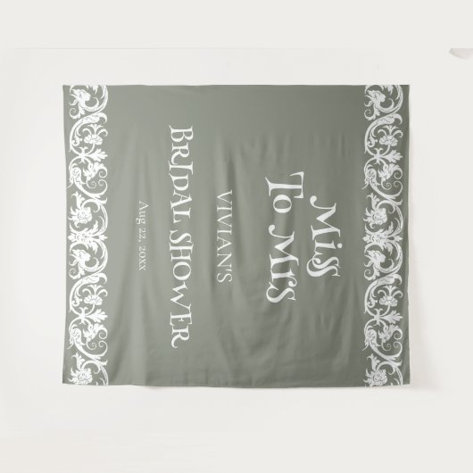 Fun Sage Green Minimalistisch Brautparty Wandteppich (Vorderseite (Horizontal))