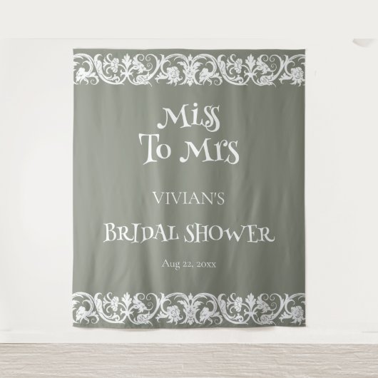 Fun Sage Green Minimalistisch Brautparty Wandteppich (Vorderseite)