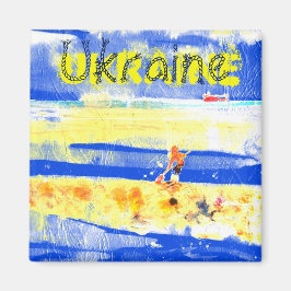 Fun Sand Beach Gelb blau silber plattiert N Magnet