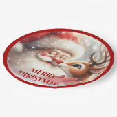 Fun Santa and Rudolph Christmas Dinner Plates Pappteller (Schrägansicht)