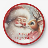 Fun Santa and Rudolph Christmas Dinner Plates Pappteller (Vorderseite)