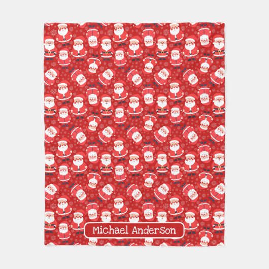 Fun Santa Christmas Pattern Name Fleecedecke (Vorderseite)
