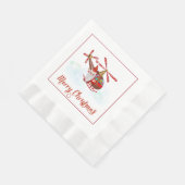 Fun Santa Claus in Helicopter Weihnachtsbuch Napa Serviette (Ecke)