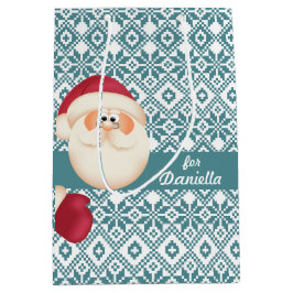 Fun Santa Claus Individuelle Name Weihnachten Mittlere Geschenktüte