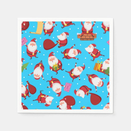 Fun Santa Happy Xmas | Weihnachtsfeiertagen Serviette (Vorderseite)