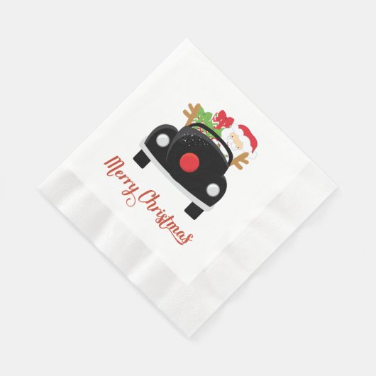 Fun Santa in Car Weihnachtsbuch Napkins Serviette (Ecke)