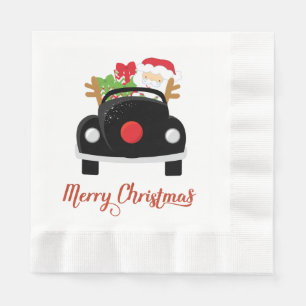 Fun Santa in Car Weihnachtsbuch Napkins Serviette