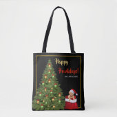 Fun Santa Puppy Christmas Tree Red Poinsettias Tasche (Vorderseite)