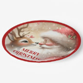 Fun Santa Rudolph Cartoon Holiday Paper Plates Pappteller (Schrägansicht)