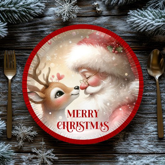 Fun Santa Rudolph Cartoon Holiday Paper Plates Pappteller