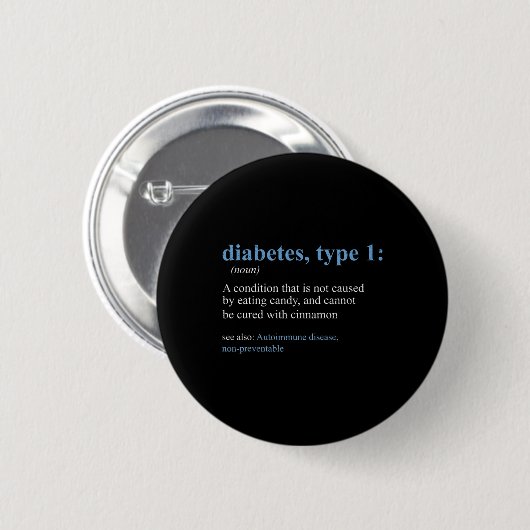 Fun Sarcasm T1D Diabetes Definition Bewusstsein Button (Vorne & Hinten)