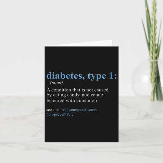 Fun Sarcasm T1d Diabetes Definition Bewusstsein Karte (Vorderseite)