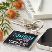 Fun Sarcastic Colorful Triathlon Paint Spritzers Schlüsselanhänger (Vorderseite rechts)