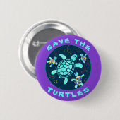 Fun Save the Turtles Button (Vorne & Hinten)