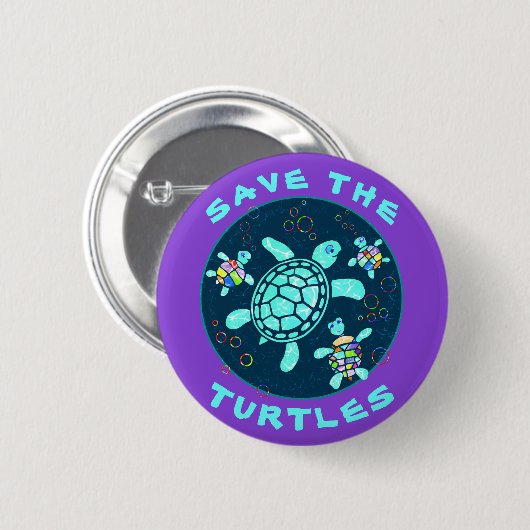 Fun Save the Turtles Button (Vorne & Hinten)