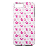 Fun Scatted Paw Prints Hot Pink und White Case-Mate iPhone Hülle (Rückseite)