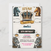 Fun Schach King and Queen Game Night 13. Geburtsta Einladung (Vorderseite)