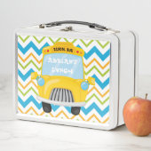 Fun School-Bus mit Zickzack Hintergrund Metall Brotdose (Beispiel)