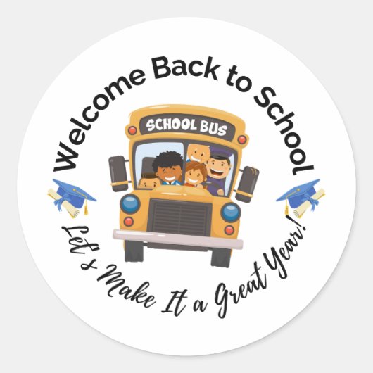 Fun School Bus Sticker for Kids (Vorderseite)