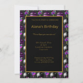 FUN SCHWARZ LILA BALLOS GANZ OKASSION EINLADUNG (Vorderseite)