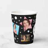 Fun Schwarz-weiß Confetti Fotos 30. Geburtstag Pappbecher (Vorderseite)