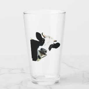 Fun Schwarz-weiß Holstein Kuh Farm Animal Glas