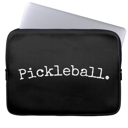 Fun Schwarz-weiß Retro-Motto "Pickleball" Laptopschutzhülle (Vorderseite)