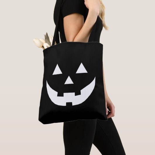 Fun schwarze Kürbislaterne Kürbisgesicht Halloween Tasche (Von Nahem)