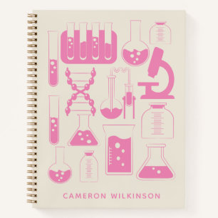 Fun Science Chemistry Laboratory Custom Pink Name Notizblock