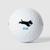 Fun Scottie Dog Mit Monogramm Blue Custom Golfball (Vorderseite)