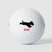 Fun Scottie Dog Mit Monogramm Red Custom Golfball (Vorderseite)