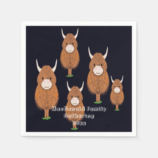 Fun Scottish Highland Cow Party Serviette (Vorderseite)