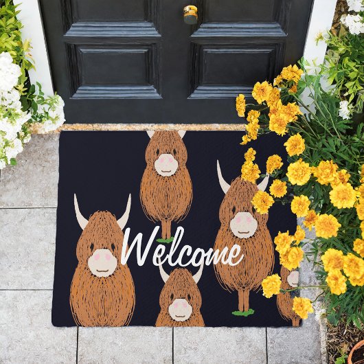 Fun Scottish Highland Cow Willkommen Fußmatte
