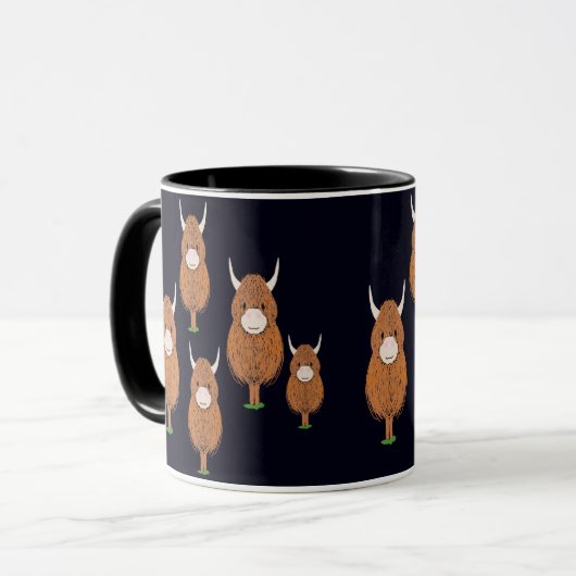 Fun Scottish Highland Cows Tasse (Vorderseite Links)