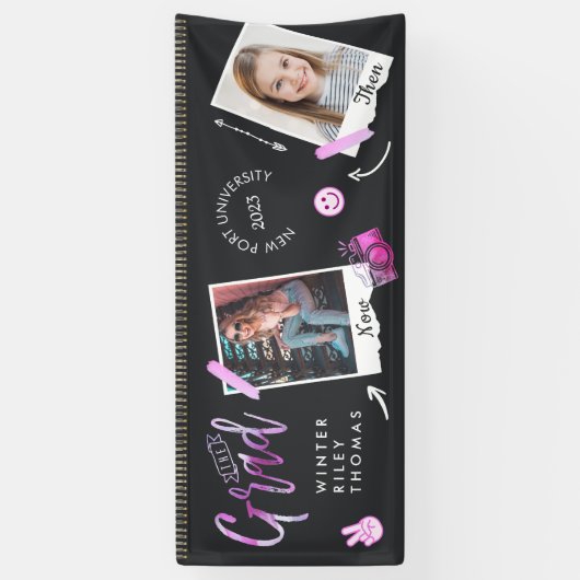 Fun Scrapbook Foto Album Notebook dann & Now Grad Banner (Vertikal)