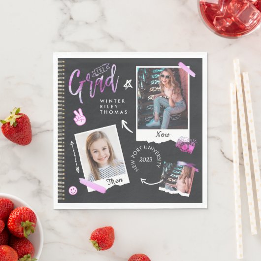 Fun Scrapbook Foto Album Notebook dann & Now Grad Serviette (Beispiel)
