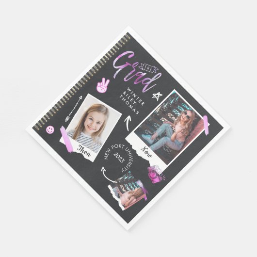 Fun Scrapbook Foto Album Notebook dann & Now Grad Serviette