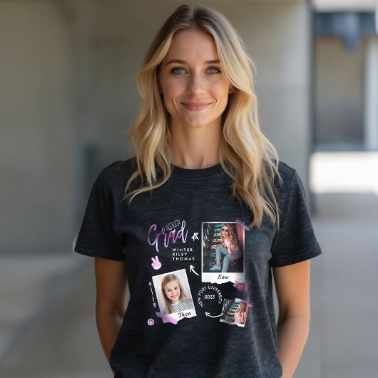 Fun Scrapbook Foto Album Notebook dann & Now Grad Tri-Blend Shirt