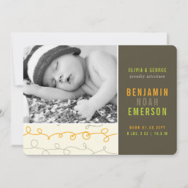 Fun Scribbles Baby Boy Foto Geburtsankündigung Ankündigung