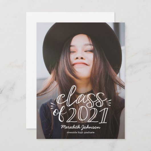 Fun Script Abschluss Postcard Einladungspostkarte (Vorne/Hinten)