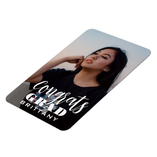 Fun Script Abschluss Save the Date Foto Magnet (Linke Seite)