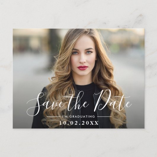 Fun-Script-Abschluss Save the Date Foto Postkarte (Vorderseite)