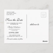 Fun-Script-Abschluss Save the Date Postkarte (Rückseite)