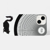 Fun Script Black and White Monogram Cat iPhone Hülle (Rückseite (Horizontal))