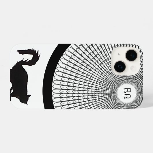 Fun Script Black and White Monogram Cat iPhone Hülle (Rückseite (Horizontal))