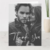 Fun Script Calligraphy Foto Wedding Vielen Dank Dankeskarte (Vorderseite)