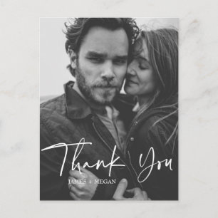 Fun Script Calligraphy Foto Wedding Vielen Dank Postkarte