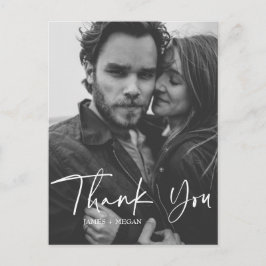 Fun Script Calligraphy Foto Wedding Vielen Dank Postkarte